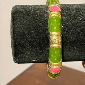 Enamel spring pink green bracelet